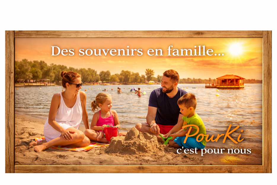 Famille à la plage au Domaine Pourki